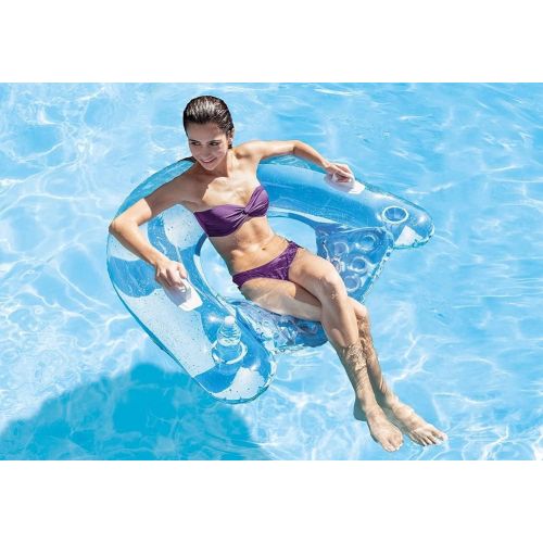 인텍스 INTEX Sit n Float Classic Inflatable Raft Swimming Pool Lounge (True Blue Lounge)