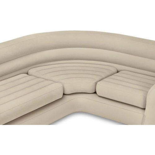 인텍스 Intex Inflatable Corner Living Room Air Mattress Sectional Sofa, Beige(4 Pack)