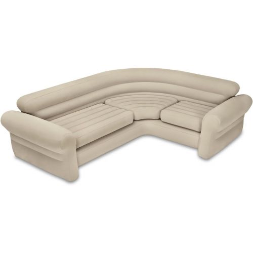 인텍스 Intex Inflatable Corner Living Room Air Mattress Sectional Sofa, Beige(4 Pack)