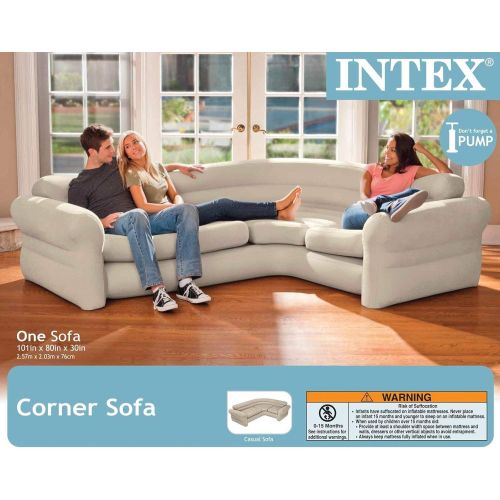 인텍스 Intex Inflatable Corner Living Room Air Mattress Sectional Sofa, Beige(4 Pack)