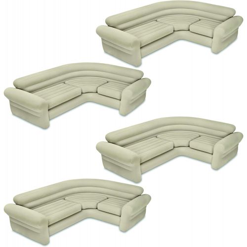인텍스 Intex Inflatable Corner Living Room Air Mattress Sectional Sofa, Beige(4 Pack)