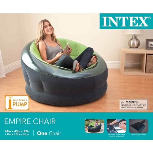 인텍스 Intex Empire Inflatable Lounge Dorm Camping Chair for Adults, Green (3 Pack)