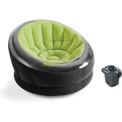 인텍스 Intex Empire Lime Green Inflatable Blow Up Lounge Dorm Camping Chair & Air Pump