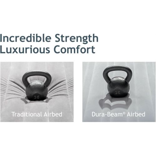 인텍스 Intex Comfort Plush Mid Rise Dura-Beam Airbed with Built-in Electric Pump, Bed Height 13, Queen