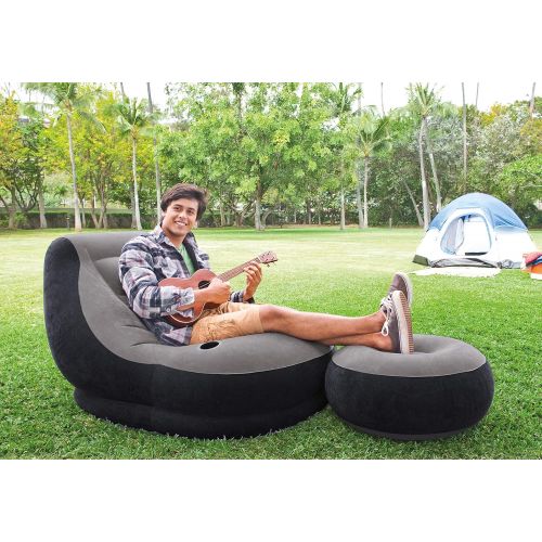 인텍스 Intex Ultra Lounge Chair 2/ Cup Holder & Ottoman Set (2 Pack) 120V Air Pump