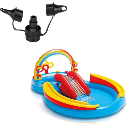 인텍스 Intex 120V Quick Fill AC Electric Air Pump & Intex Rainbow Ring Kiddie Pool