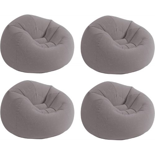 인텍스 Intex Inflatable Contoured Corduroy Beanless Bag Lounge Chair, Gray (4 Pack)