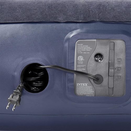 인텍스 Intex Dura Beam Pillow Rest Classic Blue Inflatable Blow Up Mattress Air Bed with Internal Built In Pump, Twin