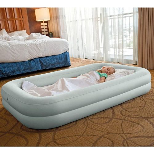 인텍스 Intex Kids Inflatable Raised Frame Travel Air Bed w/Hand Pump & Electric Pump