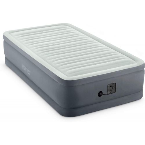 인텍스 Intex PremAire I Fiber-Tech Elevated Dura Beam Technology Home Air Mattress Bed with Electric Built-in Pump, Twin