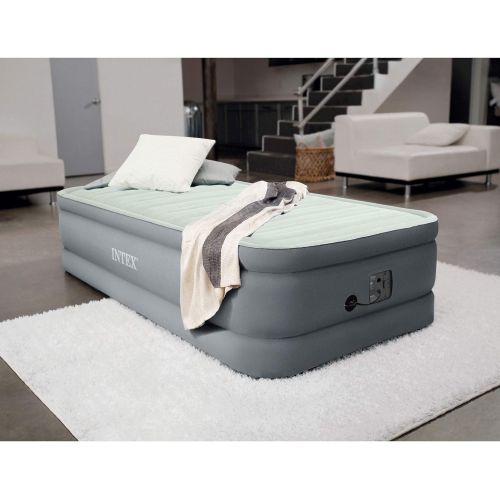 인텍스 Intex PremAire I Fiber-Tech Elevated Dura Beam Technology Home Air Mattress Bed with Electric Built-in Pump, Twin