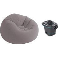 Intex 120V AC Electric Air Pump & Inflatable Corduroy Beanless Bag Lounge Chair