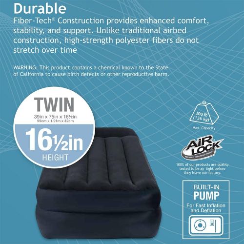 인텍스 Intex Dura-Beam Standard Series Pillow Rest Raised Airbed w/Built-in Pillow & Electric Pump