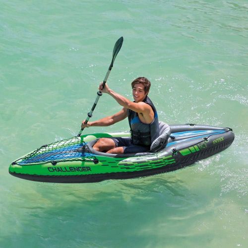 인텍스 Intex Challenger Kayak, Man Inflatable Canoe with Aluminum Oars and Hand Pump