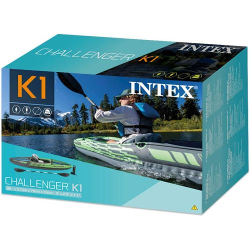 인텍스 Intex Challenger Kayak, Man Inflatable Canoe with Aluminum Oars and Hand Pump