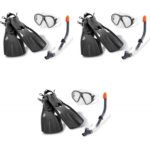 인텍스 Intex Reef Rider Swim Diving Goggle Mask Snorkeling Set, 14 to Adult (3 Pack)