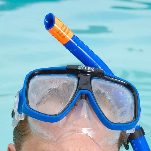 인텍스 Intex Reef Rider Swimming Diving Mask & Snorkel Set for Ages 14+, Blue (2 Pack)