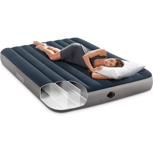 인텍스 Intex Dura-Beam Standard Series Single-High Airbed with Two-Step Pump, Queen, Green (64783E)