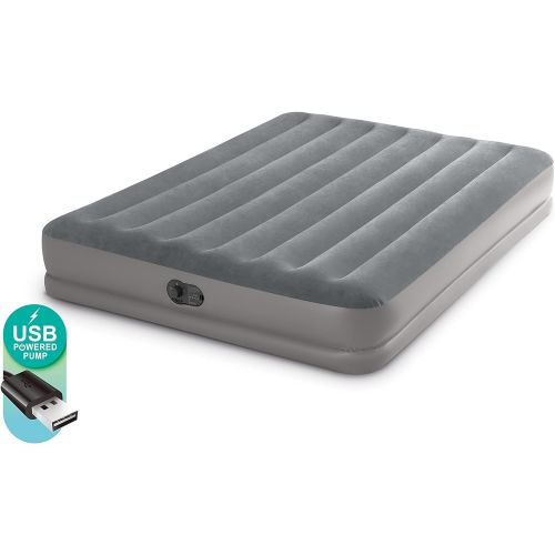 인텍스 Intex Dura-Beam Standard Series Prestige Mid-Rise Air Mattress with Fastfill USB Powered Internal Air Pump