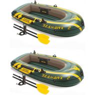 Intex Seahawk 2 Inflatable 2 Person Floating Boat Raft with Oars & Pump (2 Pack)