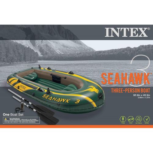 인텍스 Intex Seahawk 3 Inflatable raft Set and 2 Transom Mount 8 Speed Trolling Motors