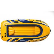Intex Challenger 3 Inflatable Water Boat Sport Activity Set with 48 Inch Long Aluminum Oars and Air Pump for 3 Users, (2 Pack)