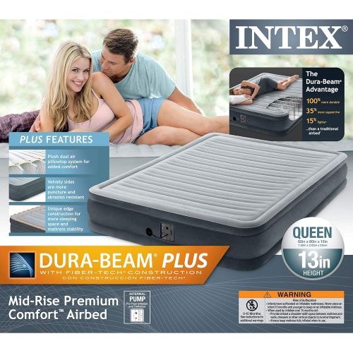 인텍스 Intex Comfort Dura-Beam Airbed Internal Electric Pump Bed Height Elevated (2020 Model)