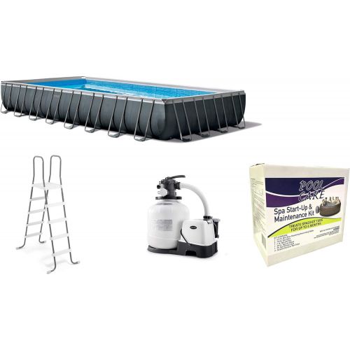 인텍스 Intex 32-Foot x 16-Foot x 52-Inch Ultra XTR Outdoor Swimming Pool Set & Qualco 6-Month Spa/Hot Tub Cleaning Kit