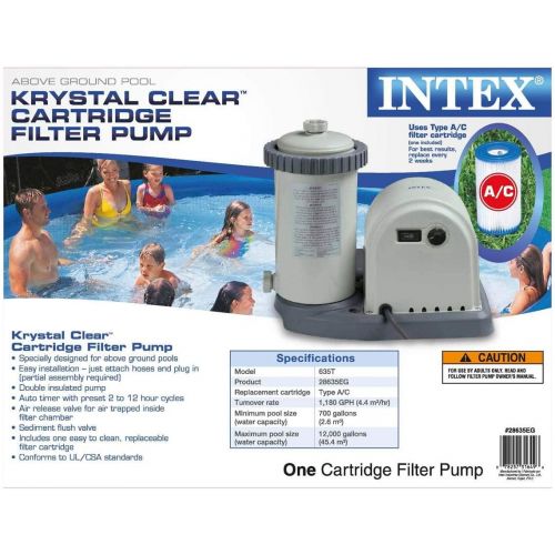 인텍스 Intex 1500 GPH Pool Filter Pump & Intex Type A or C Filter Cartridges (2 Pack)