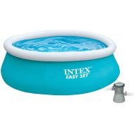 Intex 6 Foot x 20 Inch Easy Set Inflatable Round Above Ground Backyard Swimming Pool with 330 GPH Clear Cartridge Filter Pump, Blue