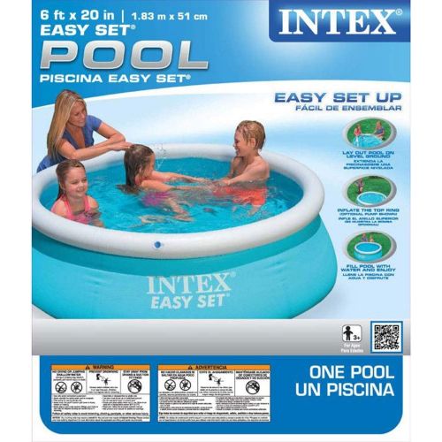 인텍스 Intex 6 Foot x 20 Inch Easy Set Inflatable Round Above Ground Backyard Swimming Pool with 330 GPH Clear Cartridge Filter Pump, Blue