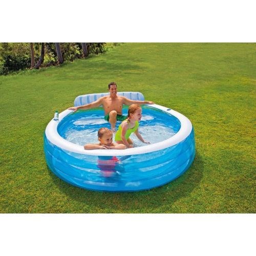 인텍스 Intex 7.33ft x 30in Swim Center Inflatable Pool with Built in Bench (2 Pack)