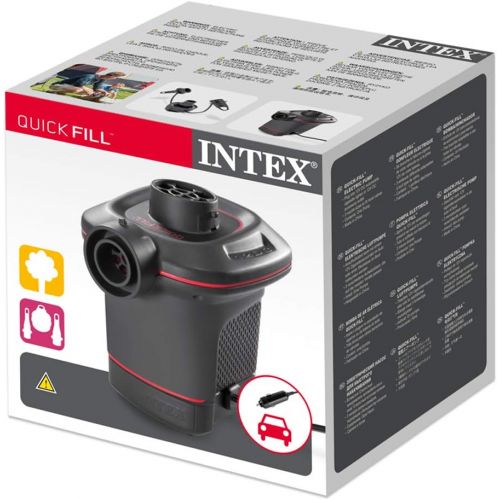 인텍스 Intex 66636 12 Volt Quick-Fill Dc Electric Pump-Just Plug into Car 12v Socket, Black and Red