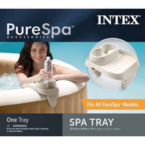 인텍스 Intex 28502E B00PHX0D34 PureSpa Spa Seat, 1, Brown & PureSpa Cup Holder, 2 Standard Size Beverage Containers