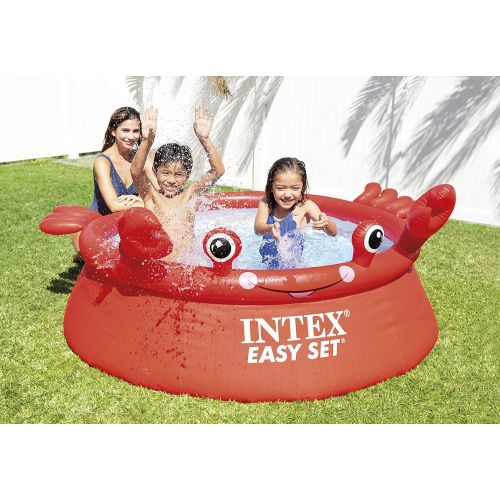 인텍스 Intex 26100EH Happy Crab Easy Set Ground Pool, Red