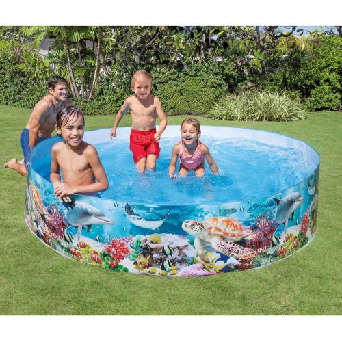 인텍스 Intex 58472EP SnapSet Kiddie 8 x 8 Foot Instant Backyard Swimming Pool for Kids 3 Years Old and Up with Repair Patch, Deep Sea Blue (2 Pack)