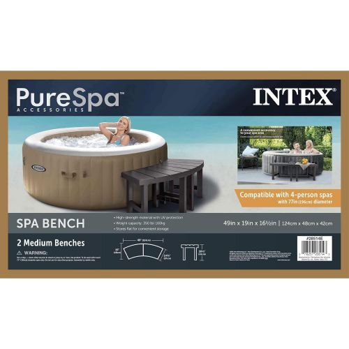 인텍스 Intex 28514E 2 Medium PureSpa Accessories Benches, Compatible w/ 4 Person Spas, Combines to Create A Larger Bench, Flat Storage, 350 Pound Capacity