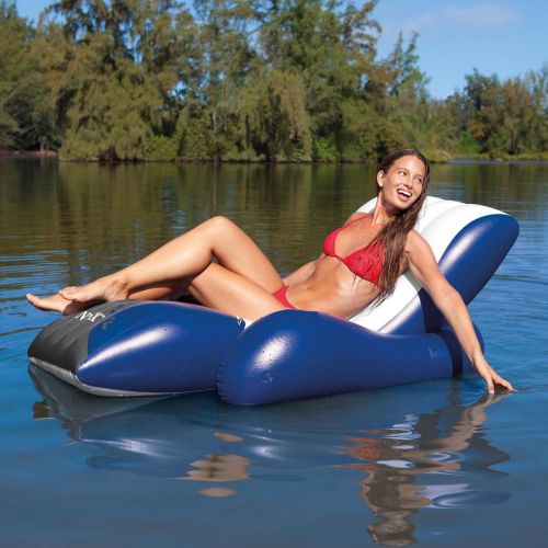 인텍스 Intex Inflatable Floating Recliner Lounge + Cup Holders for Pool/Lake 58868E