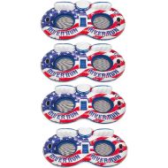Intex American Flag Inflatable 2 Person Pool Tube Float with Cooler (4 Pack)