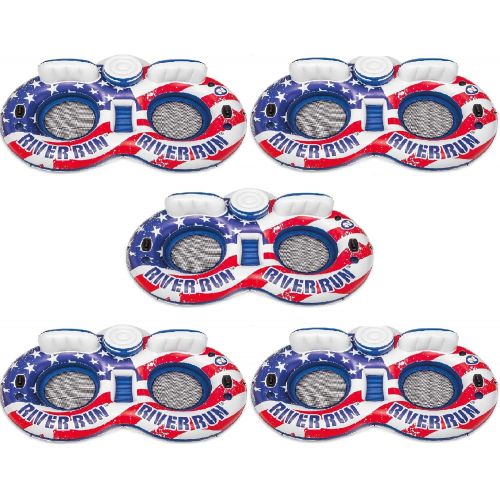 인텍스 Intex American Flag Inflatable 2 Person Pool Tube Float with Cooler (5 Pack)