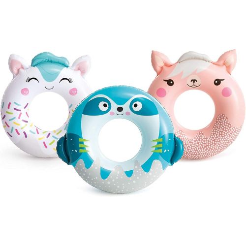 인텍스 Intex Cute Animals Tube Assortment of 3: Llama, Sloth, and Kitten