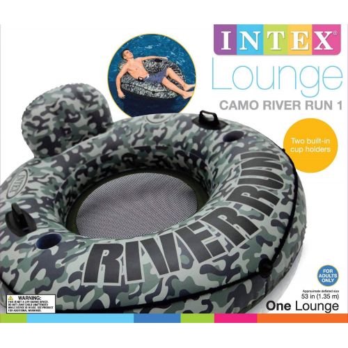 인텍스 Intex Camo River Run I Inflatable Floating Tube Raft (2 Pack) 58835EP