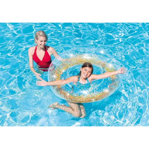 인텍스 Intex Transparent Glitter Tube Inflatable Swimming Pool Float Raft Ring