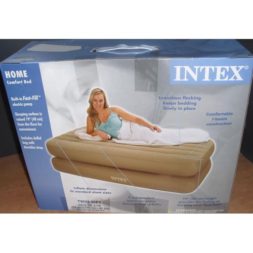 인텍스 Intex Twin Raised Airbed with Built-in Electric 110V Pump and Tethered Remote Control Air Bed 66945E