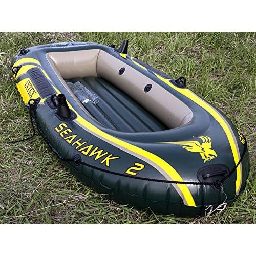 인텍스 Intex Seahawk 2 Inflatable 2 Person Floating Boat Raft Set with Pump (3 Pack)