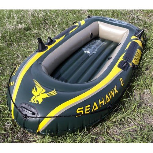 인텍스 Intex Seahawk 2 Inflatable 2 Person Floating Boat Raft Set with Pump (3 Pack)