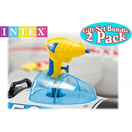 인텍스 Intex Water Gun Squirter Fighter Plane Ride-On Pool Floats Red/Gray & Blue/Yellow Gift Set Bundle - 2 Pack