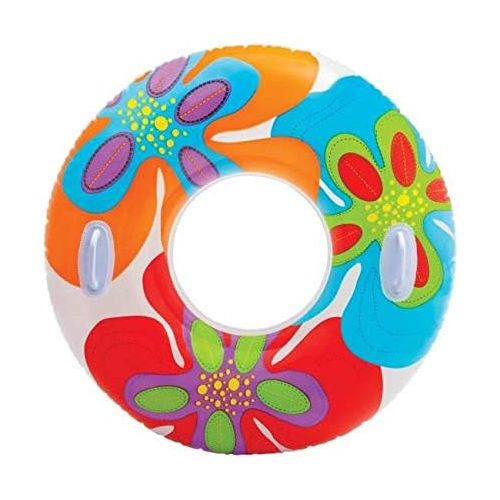 인텍스 INTEX Groovy Color Inflatable Flower Transparent Tube Raft (Set of 2) | 58263EP - Colors may vary