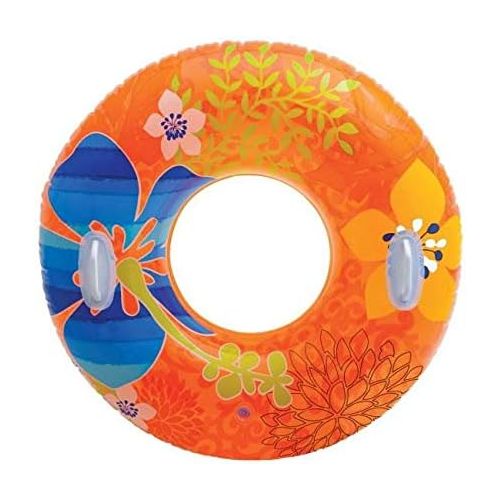 인텍스 INTEX Groovy Color Inflatable Flower Transparent Tube Raft (Set of 2) | 58263EP - Colors may vary