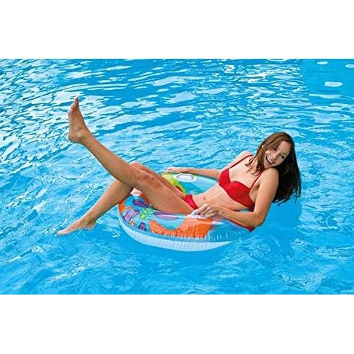 인텍스 INTEX Groovy Color Inflatable Flower Transparent Tube Raft (Set of 2) | 58263EP - Colors may vary